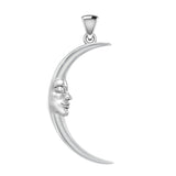 Double Sided Large Crescent Moon Silver Pendant TPD5633 - Jewelry