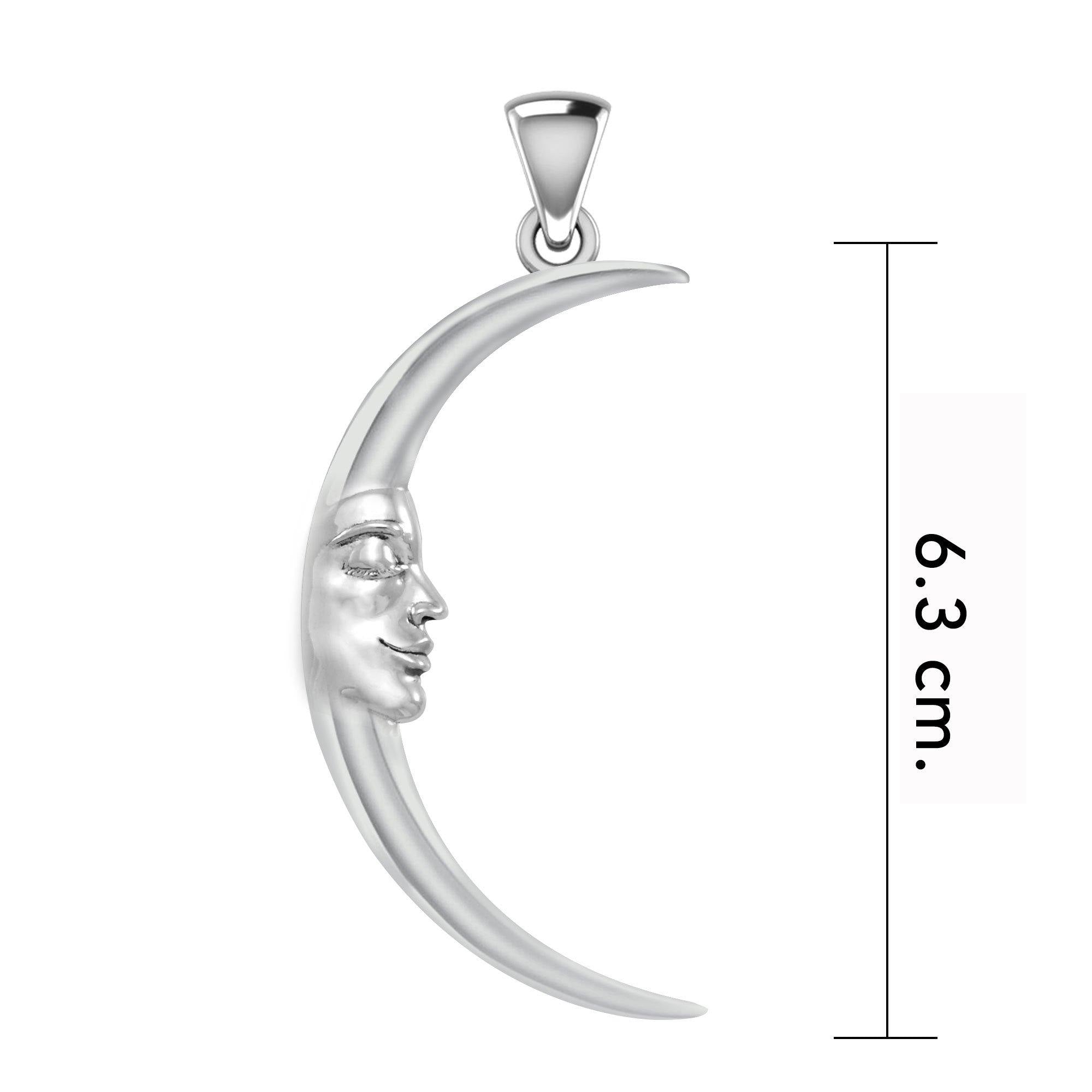 Double Sided Large Crescent Moon Silver Pendant TPD5633 - Jewelry