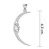 Double Sided Large Crescent Moon Silver Pendant TPD5633 - Jewelry