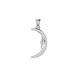 Double Sided Small Crescent Moon Silver Pendant TPD5636