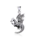 Flying Dragon with Celtic Wing Silver Pendant TPD5641 - Jewelry