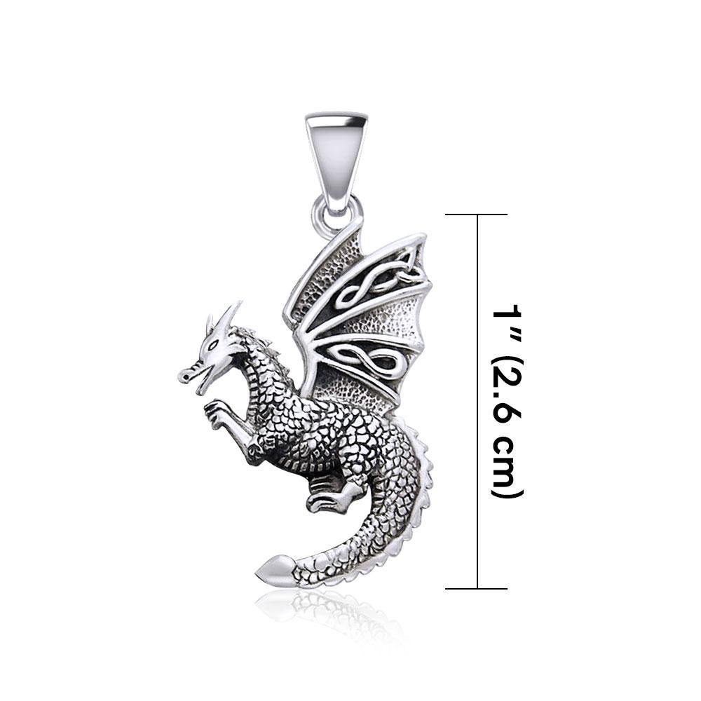 Flying Dragon with Celtic Wing Silver Pendant TPD5641 - Jewelry