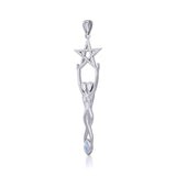 Twin Goddess with Pentacle Silver Pendant TPD5658 - Magicksymbols