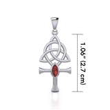 Triquetra Ankh Silver Pendant with Gemstone TPD5660 - Jewelry