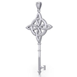 Celtic Four Point Knot Spiritual Enchantment Key Silver Pendant TPD5675