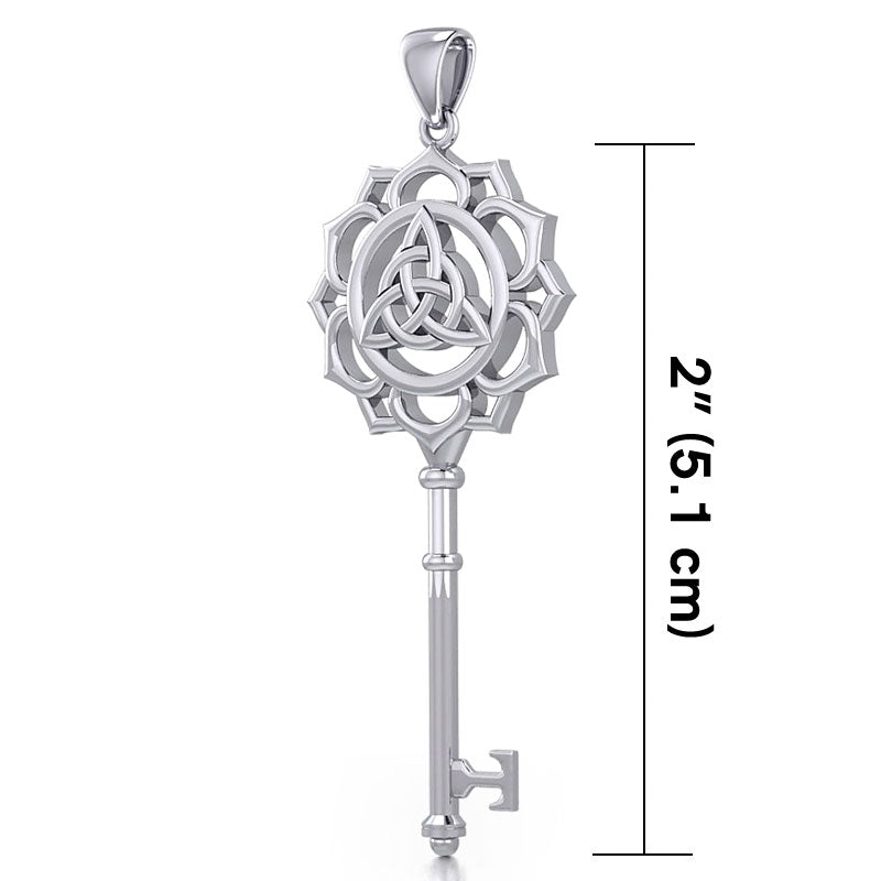 Celtic Triquetra Spiritual Enchantment Key Silver Pendant TPD5676