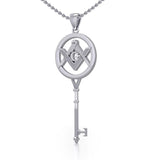 Masonic Compass Square Spiritual Enchantment Key Silver Pendant TPD5683 - Jewelry