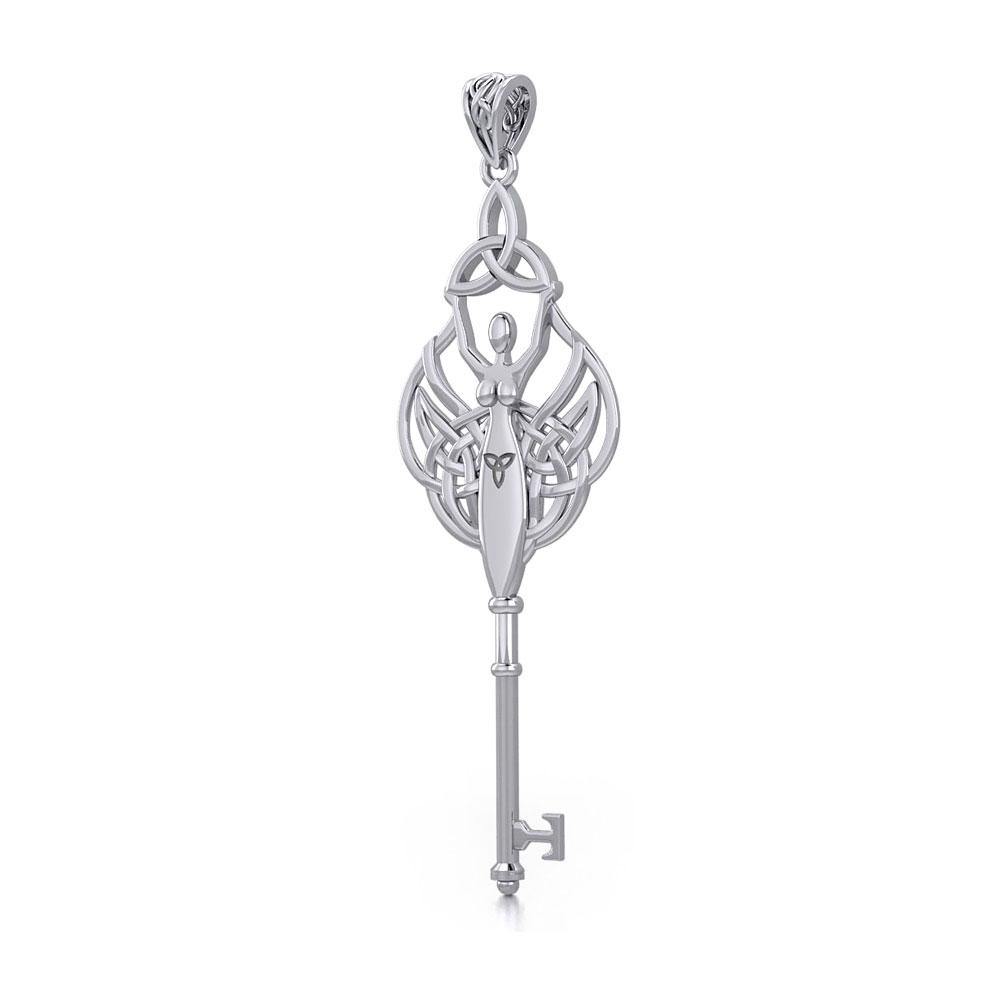 Celtic Trinity Goddess Spiritual Enchantment Key Silver Pendant TPD5684 - Jewelry