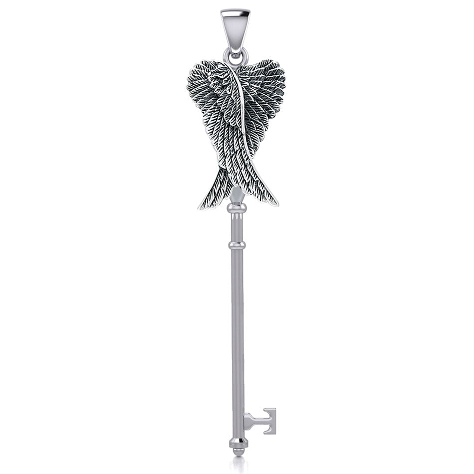 Angel Wings Spiritual Enchantment Key Silver Pendant TPD5710