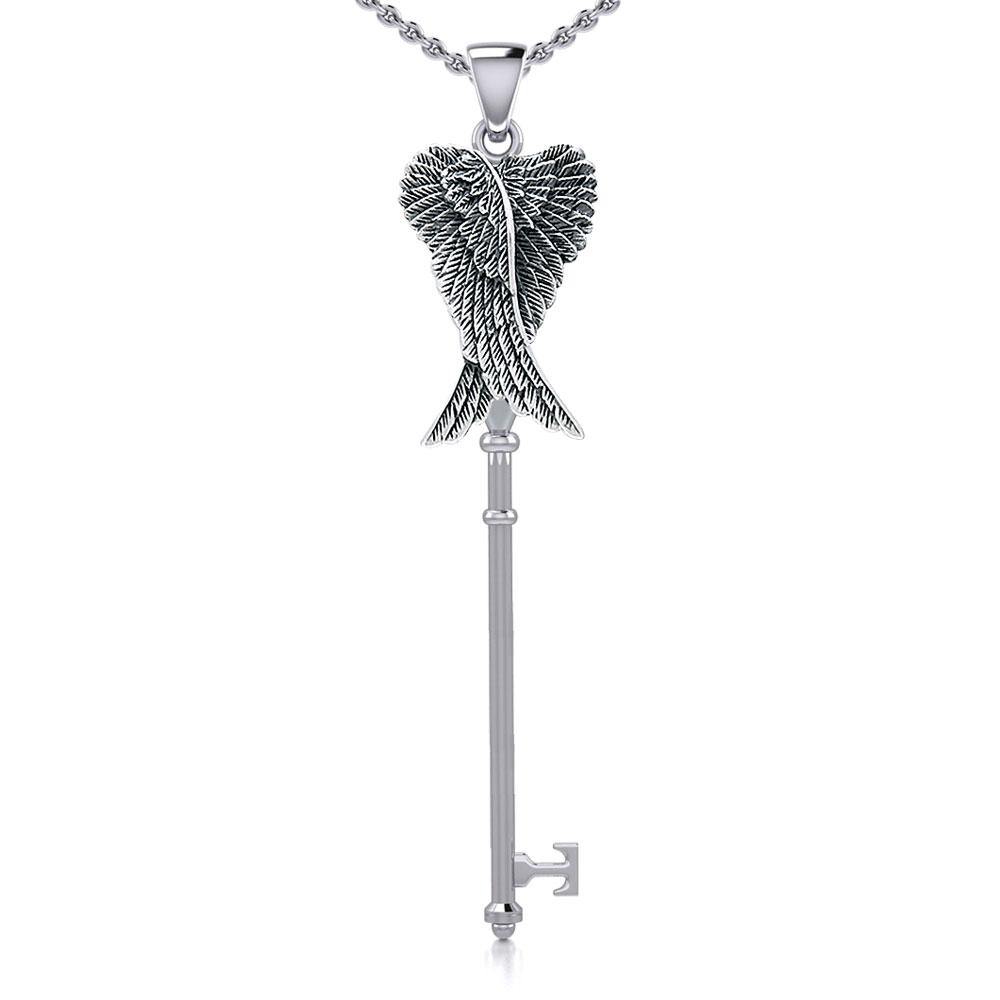 Angel Wings Spiritual Enchantment Key Silver Pendant TPD5710 - Jewelry