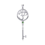 Om Symbol Spiritual Enchantment Key Silver Pendant with Gem TPD5712 - Jewelry