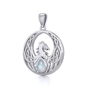 Rise with Resilience: Celtic Phoenix Sterling Silver Pendant with Gemstone - TPD5719 | Embrace the Rebirth of Your Spirit