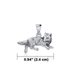 Celtic Running Wolf Silver Pendant TPD5725 - Jewelry