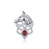 Silver Horsehead Knotwork Pendant with Gemstone  TPD5727 - Jewelry