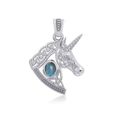 Celtic Unicorn Silver Pendant with Gem TPD5732 - Jewelry