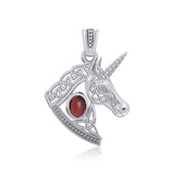 Celtic Unicorn Silver Pendant with Gem TPD5732 - Jewelry