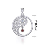 Yin Yang Flower of Life Silver Pendant with Gem TPD5733 - Jewelry