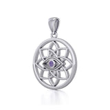 Flower of Life Eye Silver Pendant with Gem TPD5734 - Jewelry