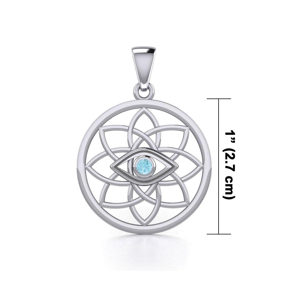 Flower of Life Eye Silver Pendant with Gem TPD5734 - Jewelry