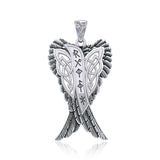 Celtic Angel Wings with Rune Symbols silver Pendant TPD5735