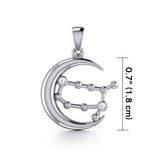 Crescent Moon and Gemini Astrology Constellation Silver Pendant TPD5768