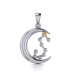 Crescent Moon and Scorpio Astrology Constellation Silver Pendant TPD5773