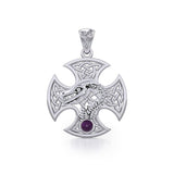 Dragon with Celtic Cross Silver Pendant TPD5818 - Jewelry