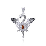 Flying Dragon with Celtic Knot Silver Pendant TPD5823 - Jewelry