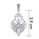 Celtic Goddess Holding Trinity Knot Silver Pendant TPD5847