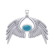 Guardian Angel Wings Silver Pendant with Birthstone TPD5870