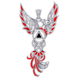 Celtic Phoenix Recovery Silver Pendant with Red Enamel and Black Onyx TPD5874