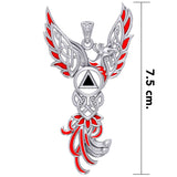 Celtic Phoenix Recovery Silver Pendant with Red Enamel and Black Onyx TPD5874