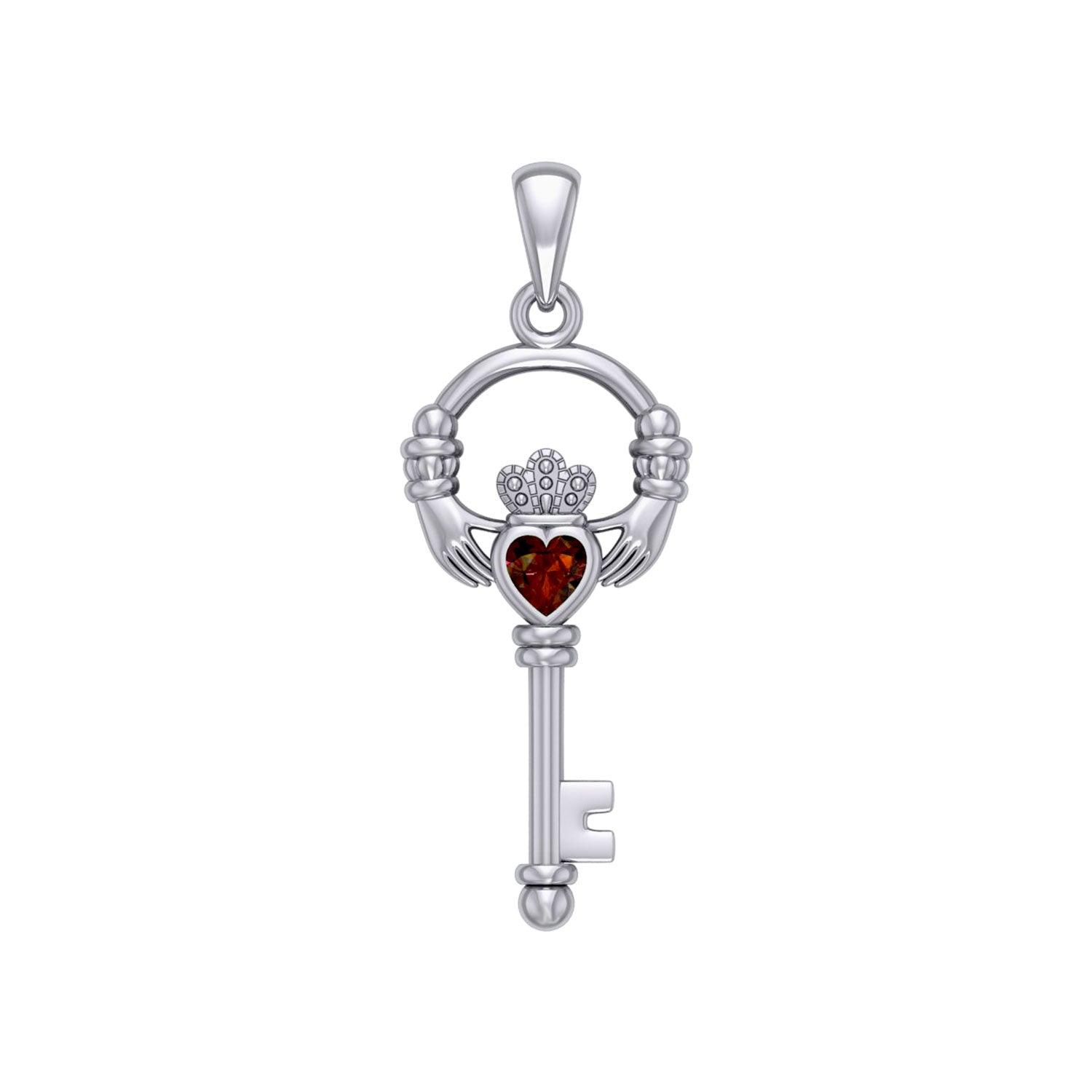 Irish Claddagh Mini Spiritual Key Silver Pendant TPD5878