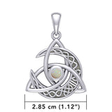 Trinity Knot with Celtic Crescent Moon Silver Pendant with Gemstone TPD6079