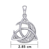 Trinity Knot with Celtic Crescent Moon Silver Pendant TPD5884