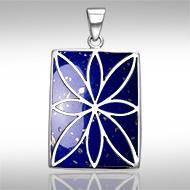 Flower Flat Cabochon Rectangle Pendant TPD593 - Jewelry