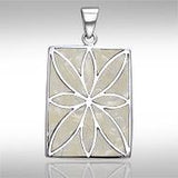 Flower Flat Cabochon Rectangle Pendant TPD593 - Jewelry