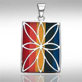 Flower Flat Cabochon Rectangle Pendant TPD593 - Jewelry