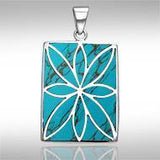 Flower Flat Cabochon Rectangle Pendant TPD593 - Jewelry