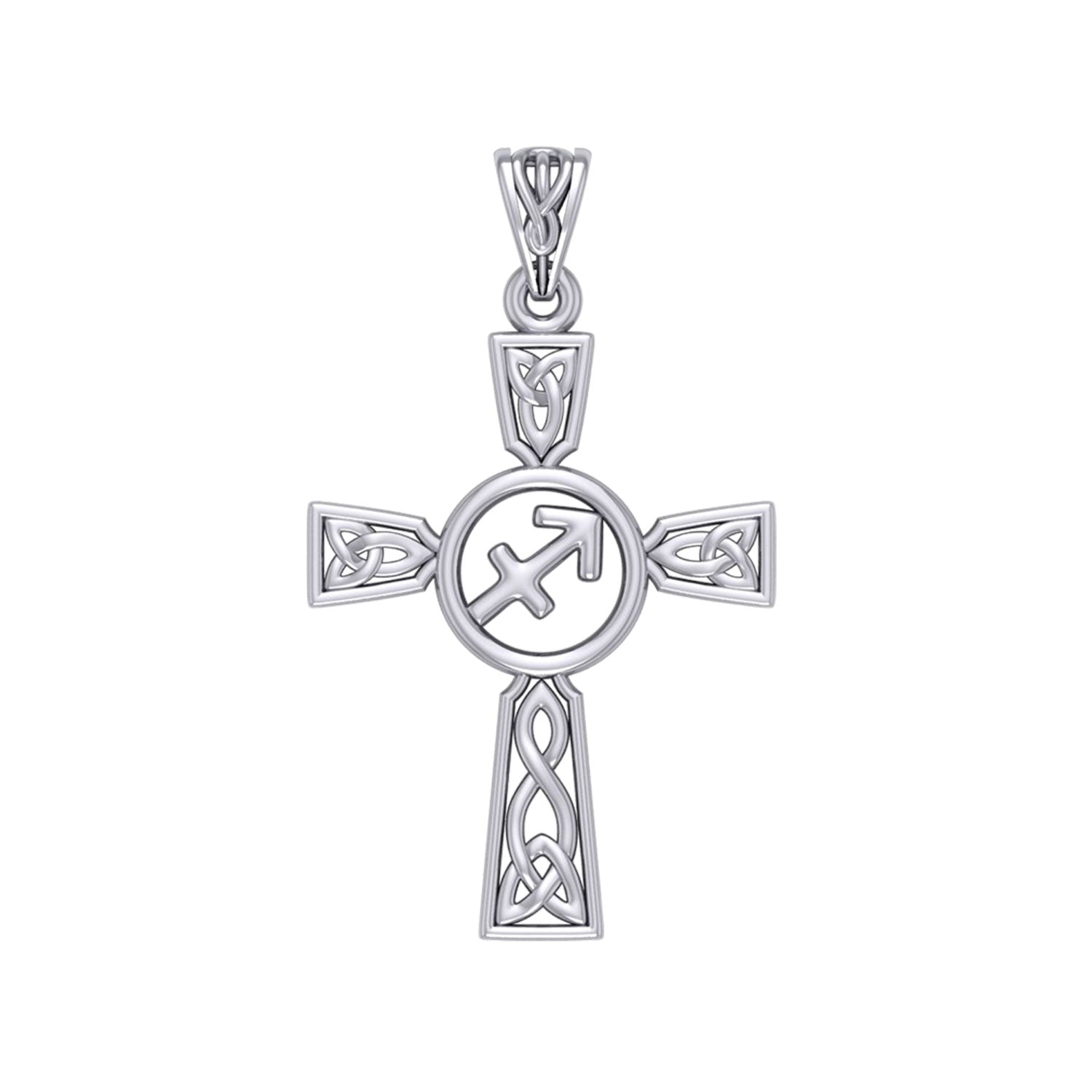 Celtic Cross Sagittarius Astrology Zodiac Sign Silver Pendant TPD5956