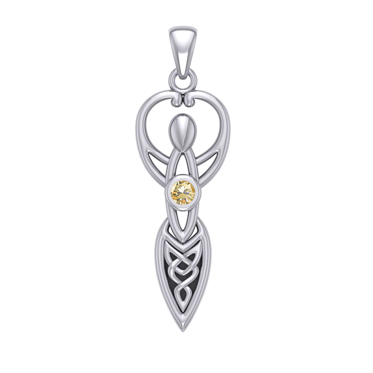 Celtic Goddess with Birthstone Silver Pendant TPD5959