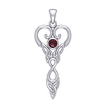 Celtic Infinity Goddess with Birthstone Silver Pendant TPD5960