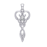 Celtic Infinity Goddess with Birthstone Silver Pendant TPD5960