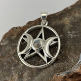 Triple Goddess Silver Pendant with Gemstone TPD5969