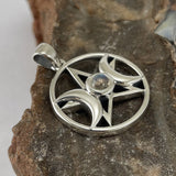 Triple Goddess Silver Pendant with Gemstone TPD5969
