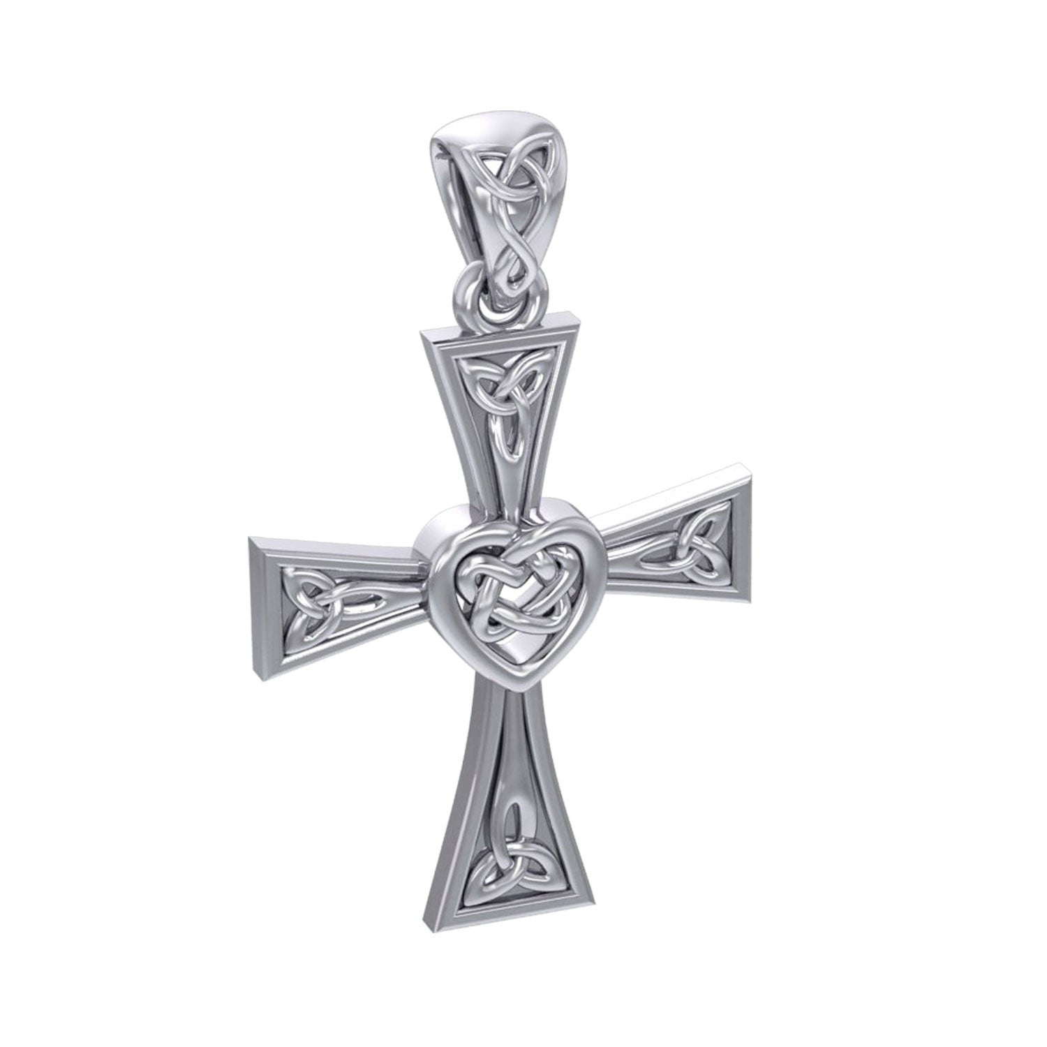 Celtic Cross with Heart Silver Pendant TPD5973