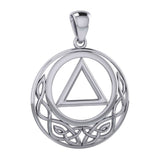Large Celtic AA Recovery Silver Pendant TPD6005