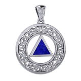 Large AA Recovery with Celtic Boarder Silver Pendant TPD6007