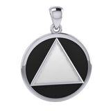 Large AA Symbol Silver Pendant with Stone TPD6008