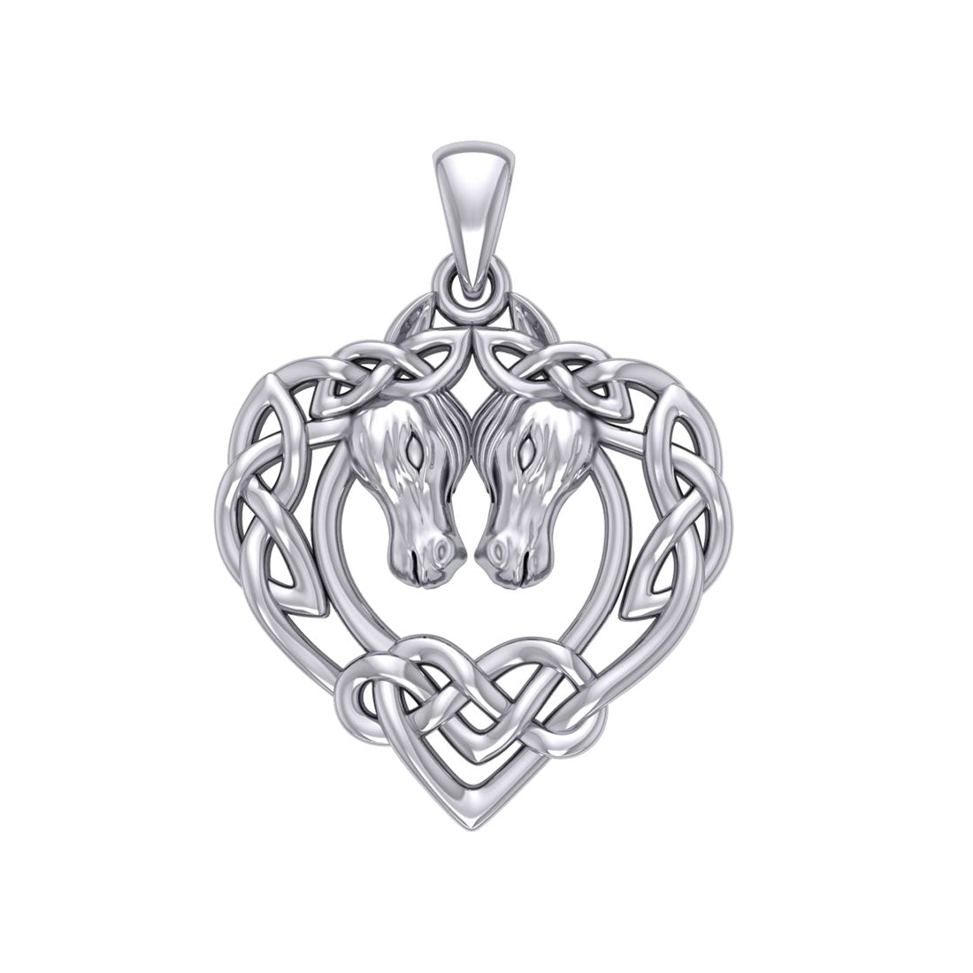 Double Horses in The Celtic Heart Silver Pendant TPD6027